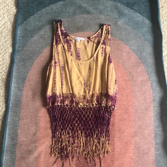 Patrons Of Peace Bohemian Tye Dye Lace Fringe Festival Top - Picture 6 of 8